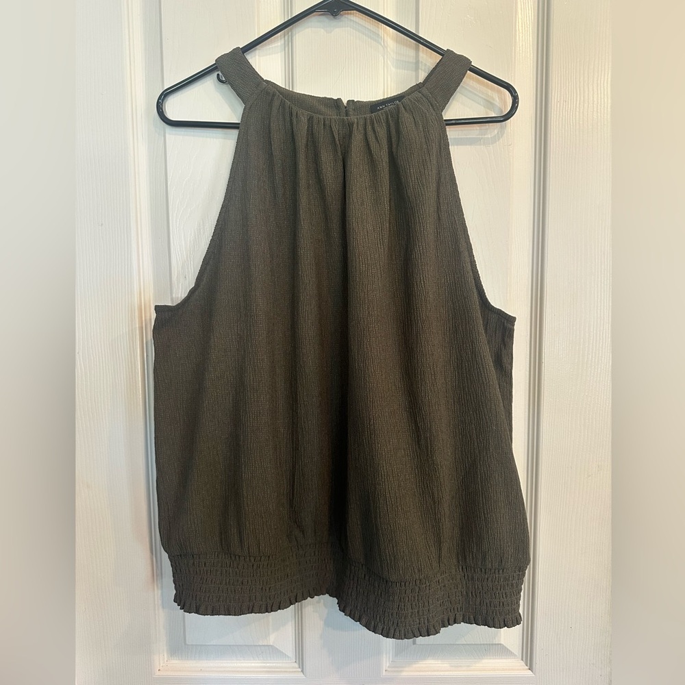 Elegant Olive Green/ Brown Sleeveless Top , XL by Anne Taylor